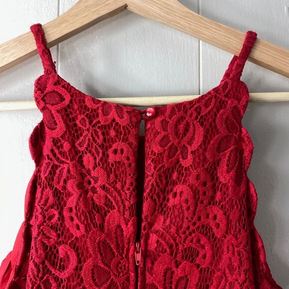 BCX Dress Red Halter Lace Dress Size 7 - Picture 6 of 8